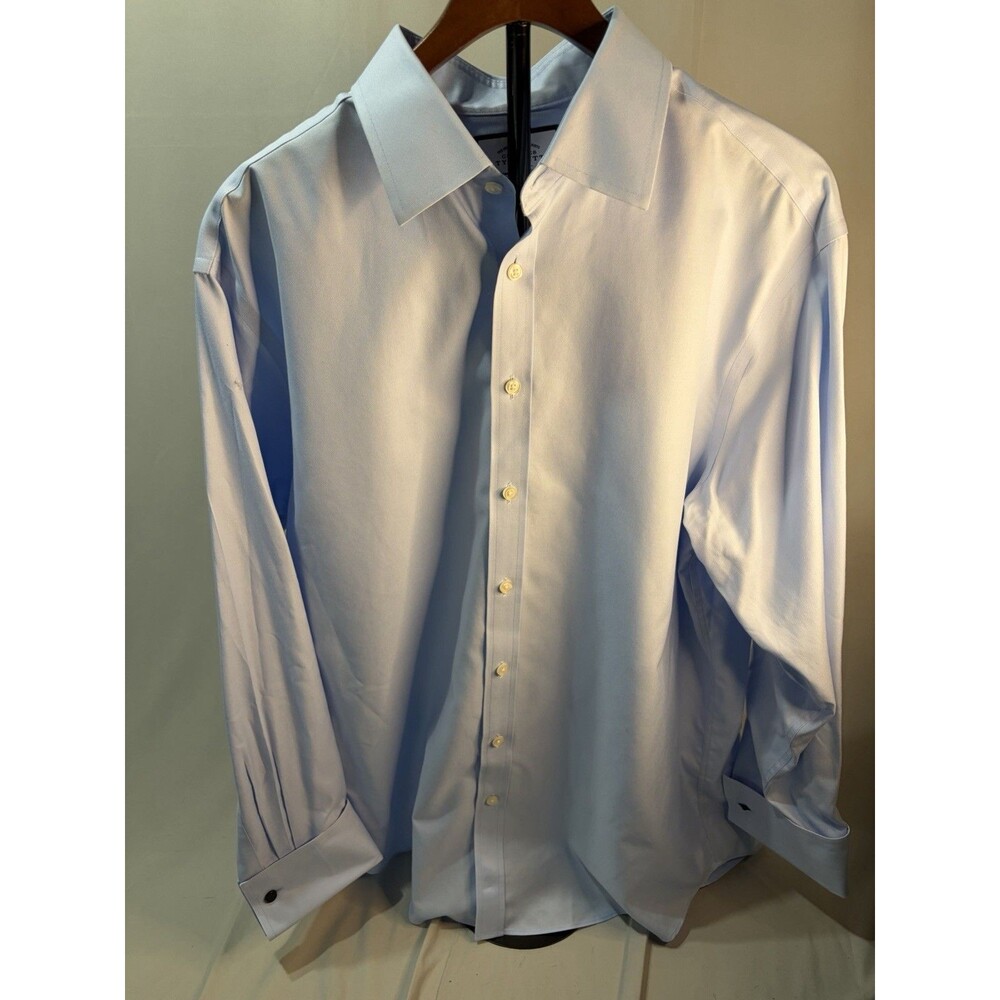 Charles Tyrwhitt Classic Fit Non Iron Dress Shirt Blue 17/34 With Cuff Links